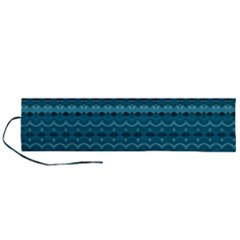 Boho Teal Pattern Roll Up Canvas Pencil Holder (l) by SpinnyChairDesigns