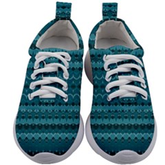 Boho Teal Pattern Kids Athletic Shoes by SpinnyChairDesigns