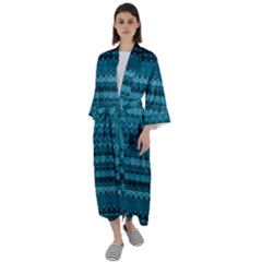 Boho Teal Pattern Maxi Satin Kimono by SpinnyChairDesigns