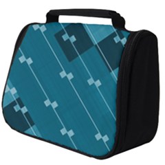 Teal Blue Stripes And Checks Full Print Travel Pouch (big) by SpinnyChairDesigns