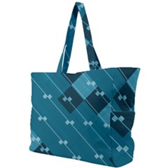 Teal Blue Stripes And Checks Simple Shoulder Bag by SpinnyChairDesigns