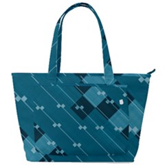 Teal Blue Stripes And Checks Back Pocket Shoulder Bag  by SpinnyChairDesigns