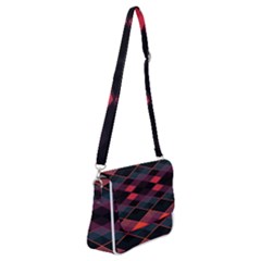 Pink Orange Black Diamond Pattern Shoulder Bag With Back Zipper by SpinnyChairDesigns