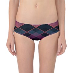 Pink Orange Black Diamond Pattern Classic Bikini Bottoms by SpinnyChairDesigns