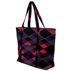 Pink Orange Black Diamond Pattern Zip Up Canvas Bag by SpinnyChairDesigns