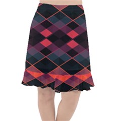 Pink Orange Black Diamond Pattern Fishtail Chiffon Skirt by SpinnyChairDesigns