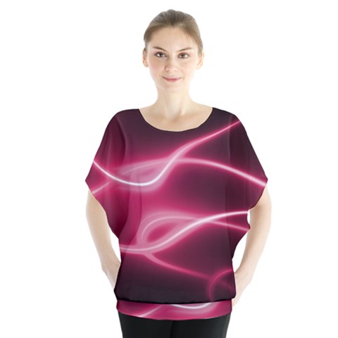 Neon Pink Glow Batwing Chiffon Blouse by SpinnyChairDesigns