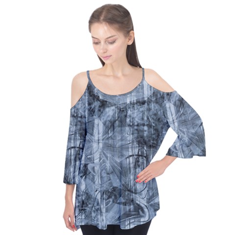 Faded Blue Texture Flutter Tees by SpinnyChairDesigns