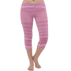 Boho Pink Stripes Capri Yoga Leggings by SpinnyChairDesigns