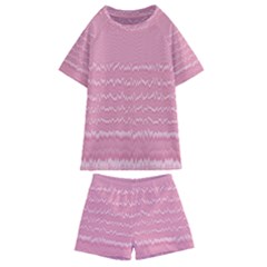 Boho Pink Stripes Kids  Swim Tee And Shorts Set by SpinnyChairDesigns