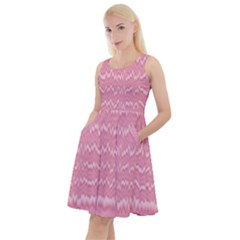 Boho Pink Stripes Knee Length Skater Dress With Pockets by SpinnyChairDesigns
