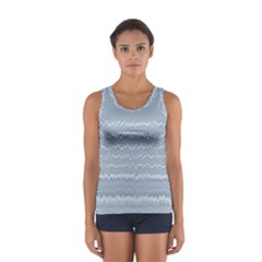 Boho Faded Blue Stripes Sport Tank Top  by SpinnyChairDesigns