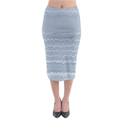 Boho Faded Blue Stripes Midi Pencil Skirt