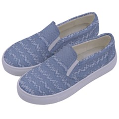 Boho Faded Blue Stripes Kids  Canvas Slip Ons by SpinnyChairDesigns