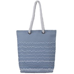 Boho Faded Blue Stripes Full Print Rope Handle Tote (small) by SpinnyChairDesigns