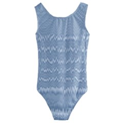 Boho Faded Blue Stripes Kids  Cut-out Back One Piece Swimsuit by SpinnyChairDesigns