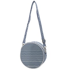 Boho Faded Blue Stripes Crossbody Circle Bag by SpinnyChairDesigns