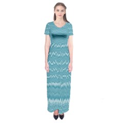 Boho Teal Stripes Short Sleeve Maxi Dress by SpinnyChairDesigns