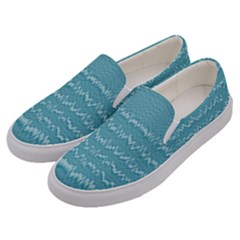Boho Teal Stripes Men s Canvas Slip Ons by SpinnyChairDesigns