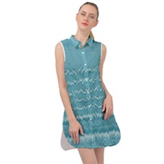 Boho Teal Stripes Sleeveless Shirt Dress by SpinnyChairDesigns