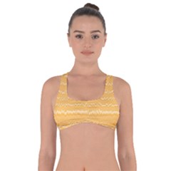 Boho Saffron Yellow Stripes Got No Strings Sports Bra by SpinnyChairDesigns