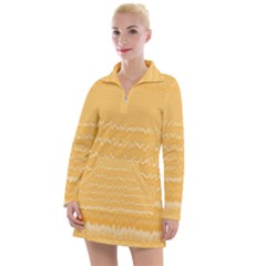 Boho Saffron Yellow Stripes Women s Long Sleeve Casual Dress by SpinnyChairDesigns