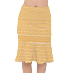 Boho Saffron Yellow Stripes Short Mermaid Skirt by SpinnyChairDesigns