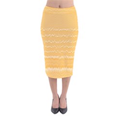 Boho Saffron Yellow Stripes Velvet Midi Pencil Skirt by SpinnyChairDesigns