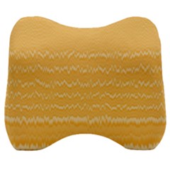 Boho Saffron Yellow Stripes Velour Head Support Cushion by SpinnyChairDesigns