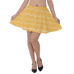 Boho Saffron Yellow Stripes Velvet Skater Skirt by SpinnyChairDesigns