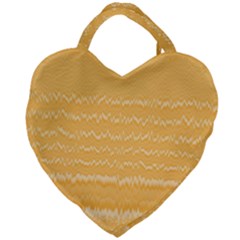 Boho Saffron Yellow Stripes Giant Heart Shaped Tote by SpinnyChairDesigns