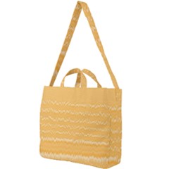 Boho Saffron Yellow Stripes Square Shoulder Tote Bag by SpinnyChairDesigns