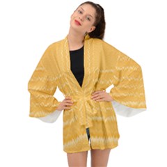 Boho Saffron Yellow Stripes Long Sleeve Kimono