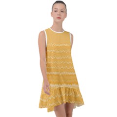 Boho Saffron Yellow Stripes Frill Swing Dress by SpinnyChairDesigns