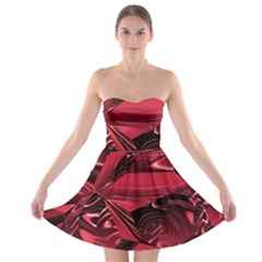 Candy Apple Crimson Red Strapless Bra Top Dress by SpinnyChairDesigns