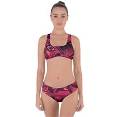 Candy Apple Crimson Red Criss Cross Bikini Set by SpinnyChairDesigns