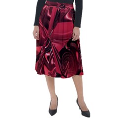 Candy Apple Crimson Red Classic Velour Midi Skirt  by SpinnyChairDesigns