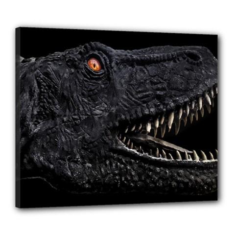 Trex Dinosaur Head Dark Poster Canvas 24  X 20  (stretched)