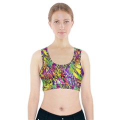 Colorful Jungle Pattern Sports Bra With Pocket