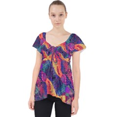 Colorful Boho Abstract Art Lace Front Dolly Top