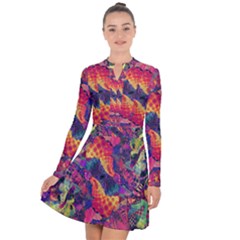Colorful Boho Abstract Art Long Sleeve Panel Dress by SpinnyChairDesigns