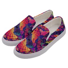 Colorful Boho Abstract Art Men s Canvas Slip Ons by SpinnyChairDesigns