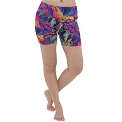 Colorful Boho Abstract Art Lightweight Velour Yoga Shorts by SpinnyChairDesigns