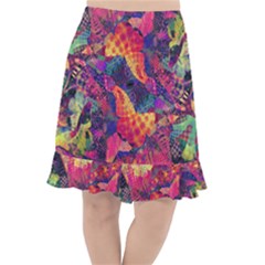 Colorful Boho Abstract Art Fishtail Chiffon Skirt by SpinnyChairDesigns