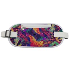 Colorful Boho Abstract Art Rounded Waist Pouch by SpinnyChairDesigns