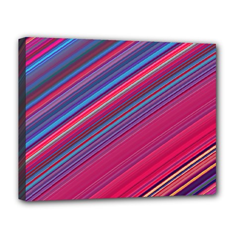 Boho Pink Blue Stripes Canvas 14  X 11  (stretched) by SpinnyChairDesigns