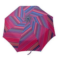 Boho Pink Blue Stripes Folding Umbrellas by SpinnyChairDesigns