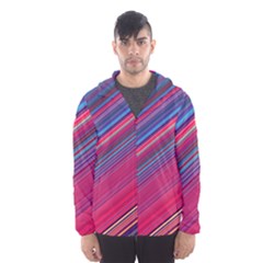 Boho Pink Blue Stripes Men s Hooded Windbreaker by SpinnyChairDesigns