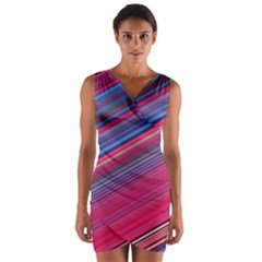 Boho Pink Blue Stripes Wrap Front Bodycon Dress by SpinnyChairDesigns