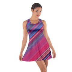 Boho Pink Blue Stripes Cotton Racerback Dress by SpinnyChairDesigns